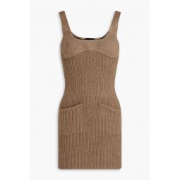 Melange ribbed-knit mini dress