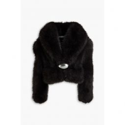 Embellished faux fur jacket