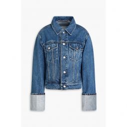Crystal-embellished denim jacket