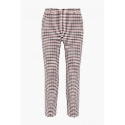 Trecca cropped gingham stretch-crepe slim-leg pants