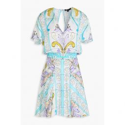 Printed satin mini dress