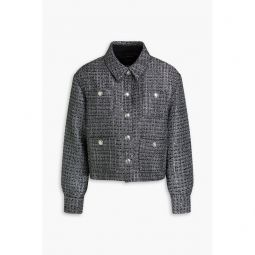 Sequin-embellished metallic tweed jacket