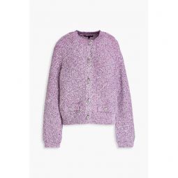 Sequin-embellished metallic boucle-knit cardigan