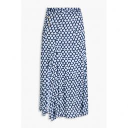 Printed satin midi skirt