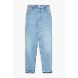 Chain-embellished denim maxi skirt