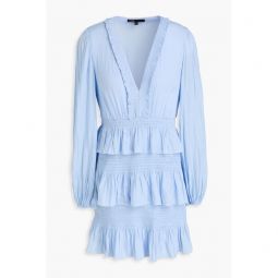 Tiered crepe de chine mini dress