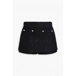 Skirt-effect metallic cotton-blend boucle-tweed shorts