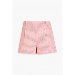 Metallic cotton-blend tweed shorts