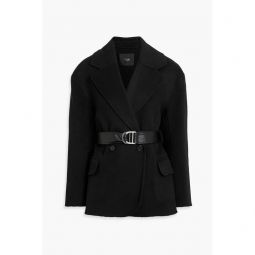 Belted wool-blend felt coat