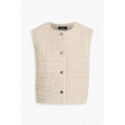 Cropped cotton-blend tweed vest