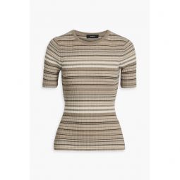 Striped ribbed merino wool top