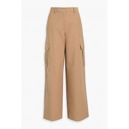 Cotton-blend twill wide-leg cargo pants