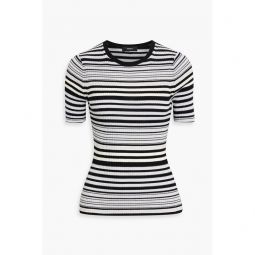 Striped ribbed merino wool top