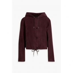 Cropped suede hooded jacket