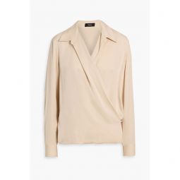 Wrap-effect silk crepe de chine blouse