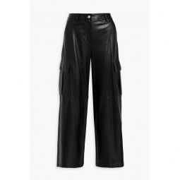 Leather wide-leg pants