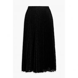 Pleated lace midi skirt
