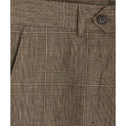 Italian Linen Sutton Trouser in Olive Glenplaid