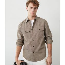 CHAMBRAY TWO POCKET UTILITY SHIRT IN DARK BROWN