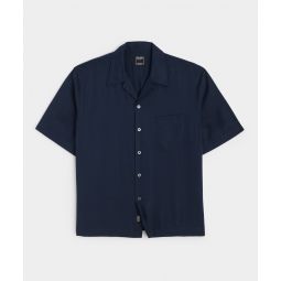 Short Sleeve Rayon Hollywood Shirt in Classic Navy