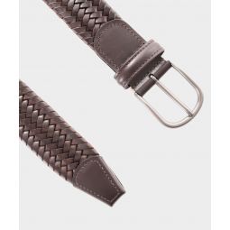 Andersons Woven Leather Belt In Dark Brown