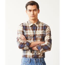 Brown Plaid Two-Pocket Flannel Shirt