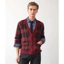 Check Mohair Cardigan in Barn Red