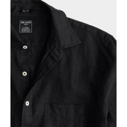 Classic Fit Sea Soft Irish Linen Shirt in Black