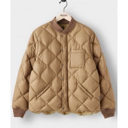 Italian Quilted Down Snap Bomber in Camel