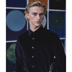 Italian Velvet Overshirt in Black