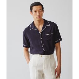 Japanese Tipped Rayon Lounge Shirt in Navy