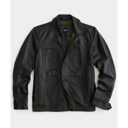 Leather Shop Coat in Black