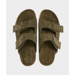 Nomad Suede Double Strap Sandal in Olive