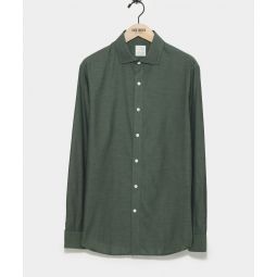 Olive Flanella Spread Collar Dress Shirt