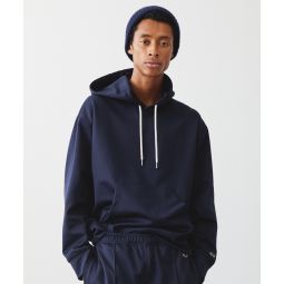 Relaxed Interlock Jersey Hoodie in Classic Navy