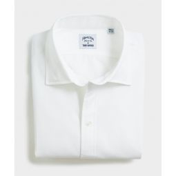 Hamilton Pique Tuxedo Shirt with Center Placket in White