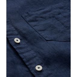 Classic Fit Sea Soft Irish Linen Shirt in Navy