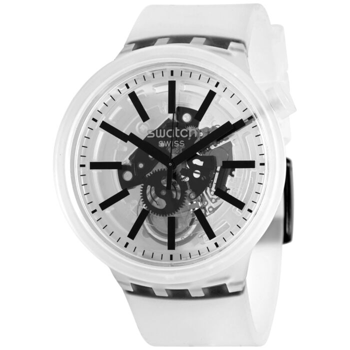 Men's Black-In-Jelly Silicone White (Skeleton Center) Dial Watch