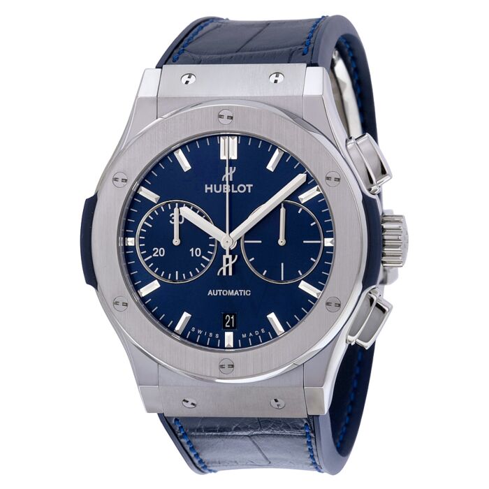 Mens Classic Fusion Chronograph Rubber and Alligator Blue Sunray Satin-finished Dial Dial