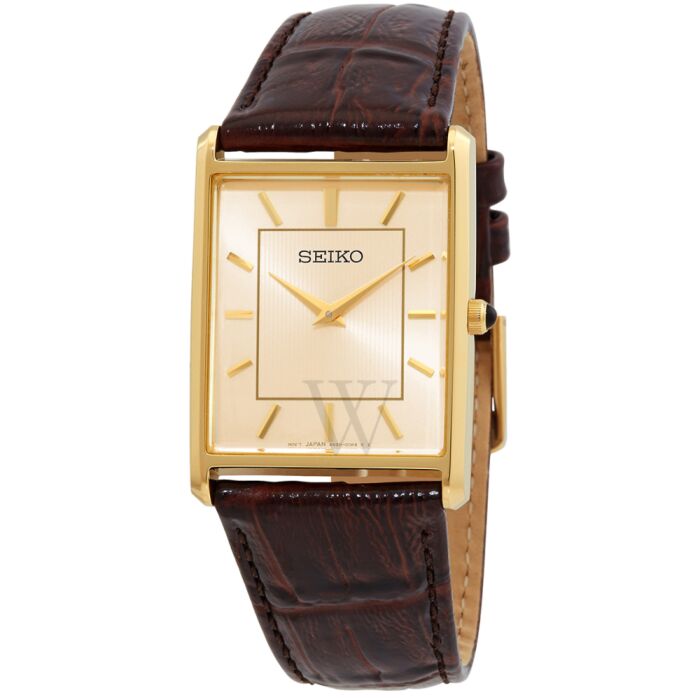 Men's Essentials Leather Light Champagne Dial Watch