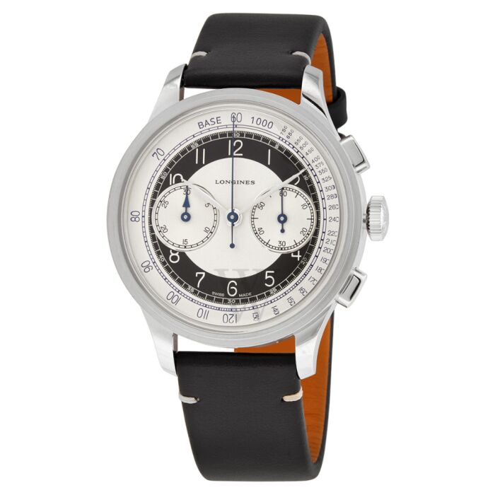 Men's Heritage Classic Chronograph Leather Silver and Black Dial Watch