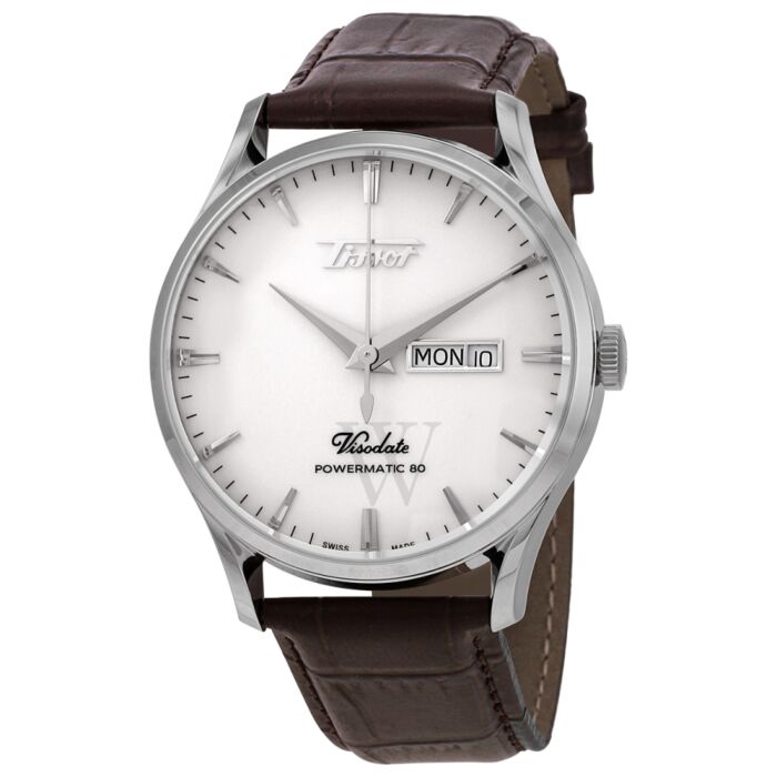 Men's Heritage Leather Silver Opalin Dial Watch