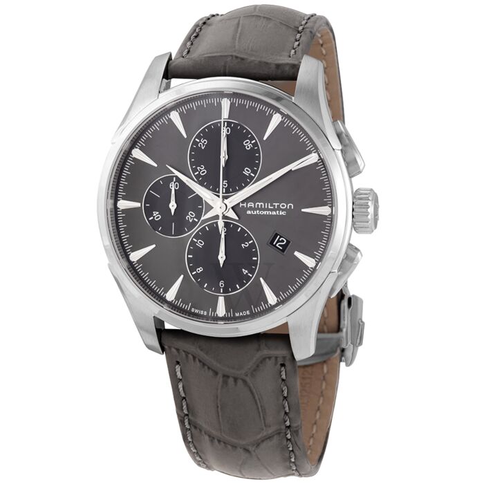 Mens Jazzmaster Chronograph Leather Grey Dial