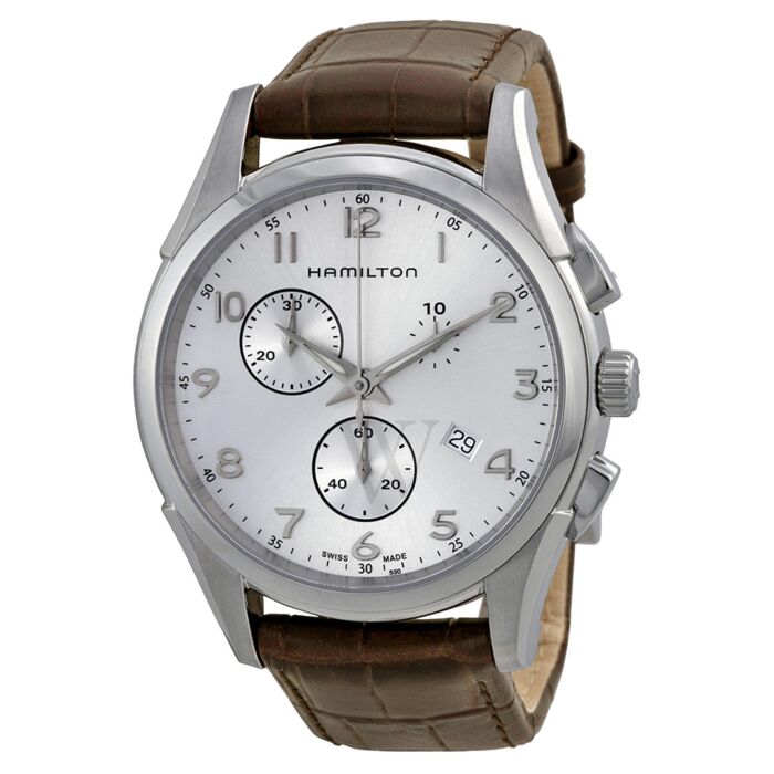 Men's Jazzmaster Chronograph Leather Silver Dial