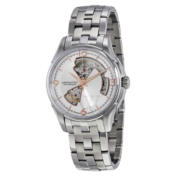 Mens Jazzmaster Stainless Steel Silver Open Heart Dial