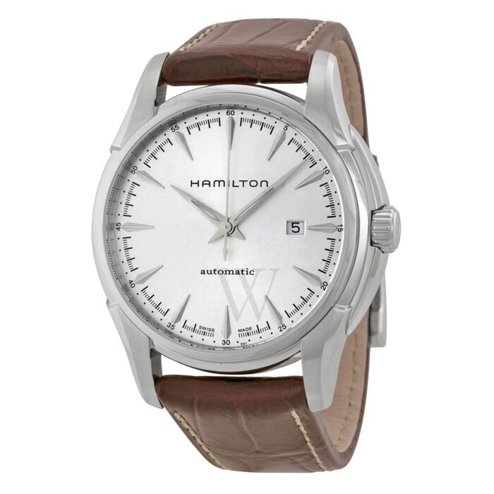Mens Jazzmaster Viewmatic Brown Leather Silver Dial