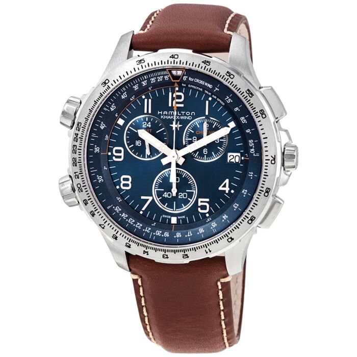 Men's Khaki X-Wind Chronograph Leather Blue Dial Watch