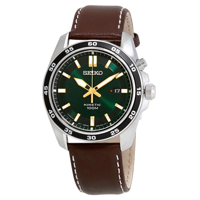 Men's Kinetic Leather Green Dial
