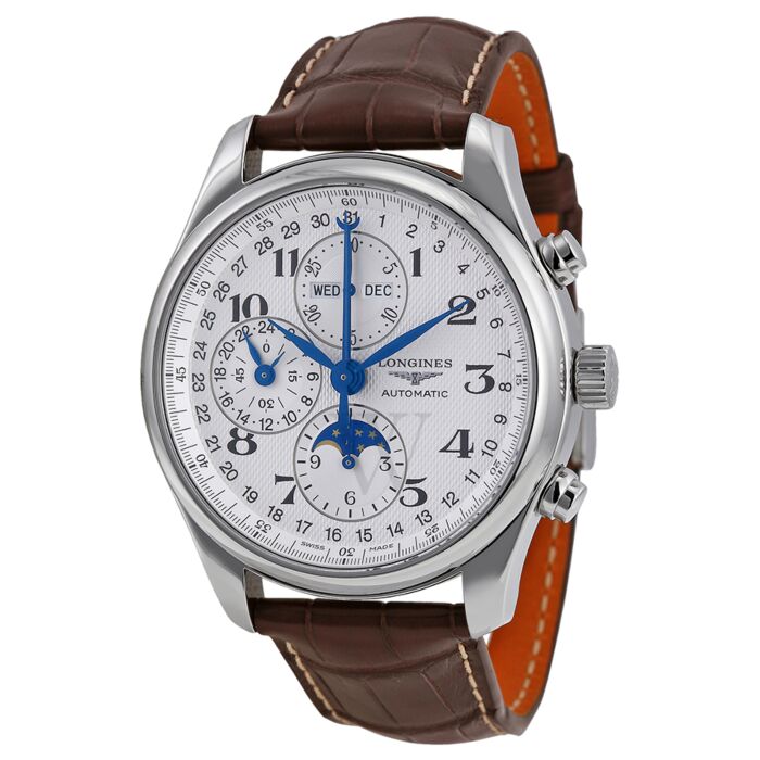 Men's Master Chronograph Leather Silver Dial