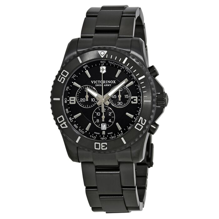 Men's Maverick Chronograph Stainless Steel Black Dial Watch